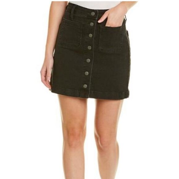 Madewell | Patch Pocket Exposed Button Up Denim Mini Skirt in Black Size 25 - Picture 1 of 7
